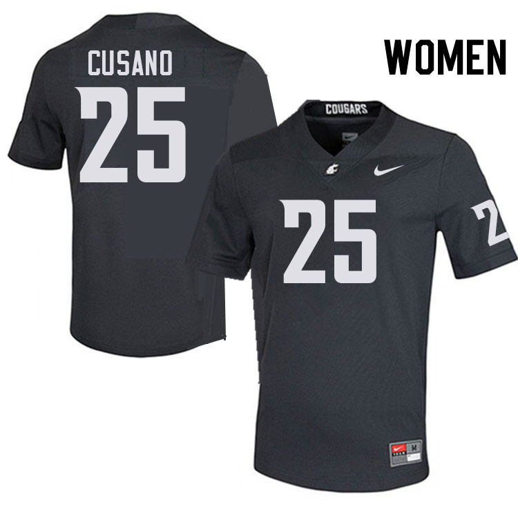 Women #25 Frank Cusano Washington State Cougars College Football Jerseys Stitched-Charcoal